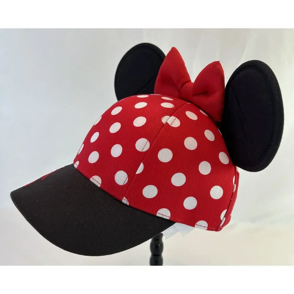 Disney Parks‎ Minnie Mouse Youth Baseball Cap Hat Red Polka Dot Ears Bow